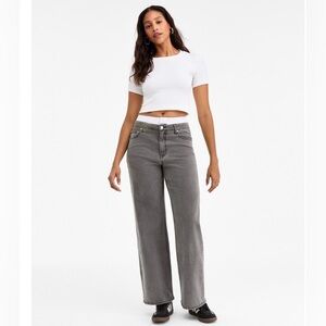 Bar III Gray Wide-Leg High-Rise Jeans